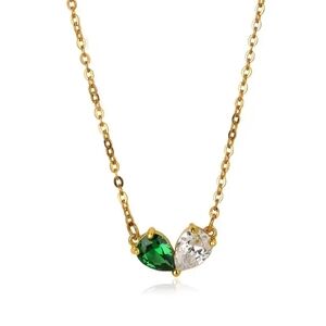 18 KT Gold Over Titanium Emerald And Sapphire Necklace